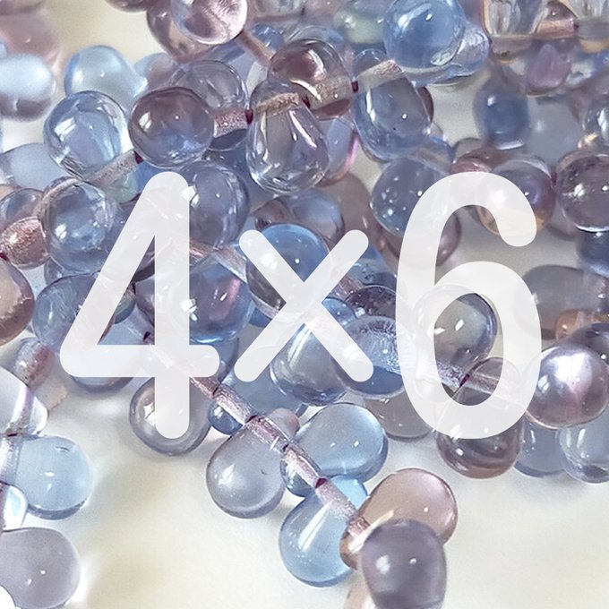 チェコビーズ ドロップ 4×6mm ライトサファイア・アメジスト｜60個入 ハンドメイド素材 BULBULBEADS