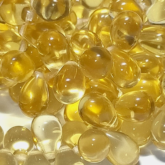 チェコビーズ ドロップ 6×9mm トパーズイエローライト｜20個入 ハンドメイド素材 BULBULBEADS