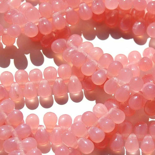 チェコビーズ ドロップ 4×6mm ピンク オパール｜20個入 ハンドメイド素材 BULBULBEADS