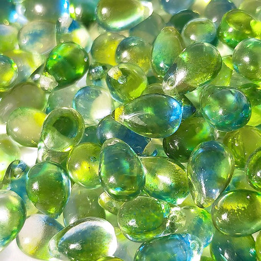 チェコビーズ ドロップ 6x9mm デュアル・ジョンキルアクアブルー｜20個入 ハンドメイド素材 BULBULBEADS