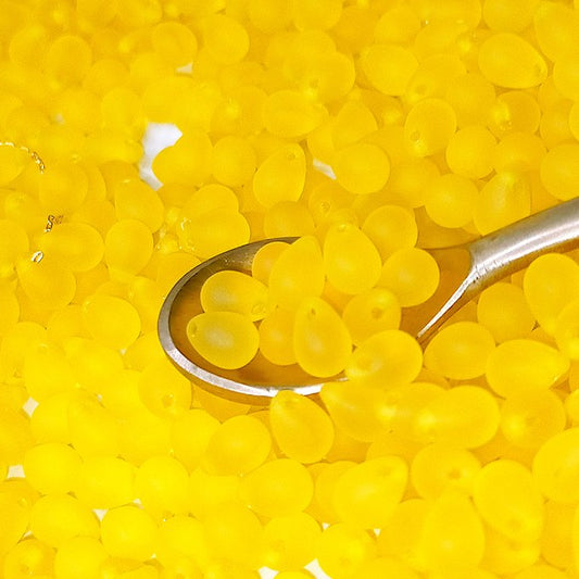チェコビーズ ドロップ 5×7mm ミモザ イエロー 2 マット｜40個入 ハンドメイド素材 BULBULBEADS