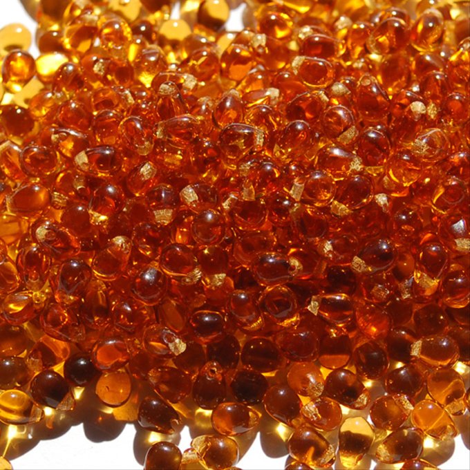 チェコビーズ ドロップ 4×6mm トパーズ ダーク｜20個入 ハンドメイド素材 BULBULBEADS