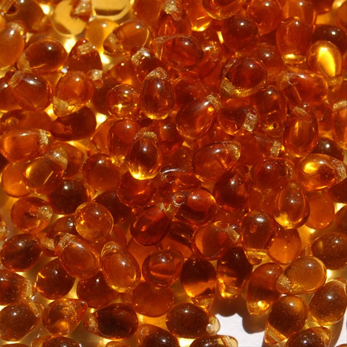 チェコビーズ ドロップ 5x7mm トパーズ ダーク｜20個入 ハンドメイド素材 BULBULBEADS