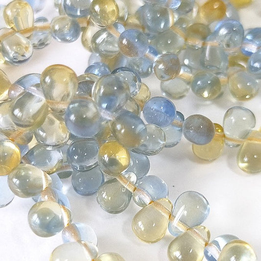 チェコビーズ ドロップ 4×6mm ライトサファイア・トパーズ｜60個入 ハンドメイド素材 BULBULBEADS