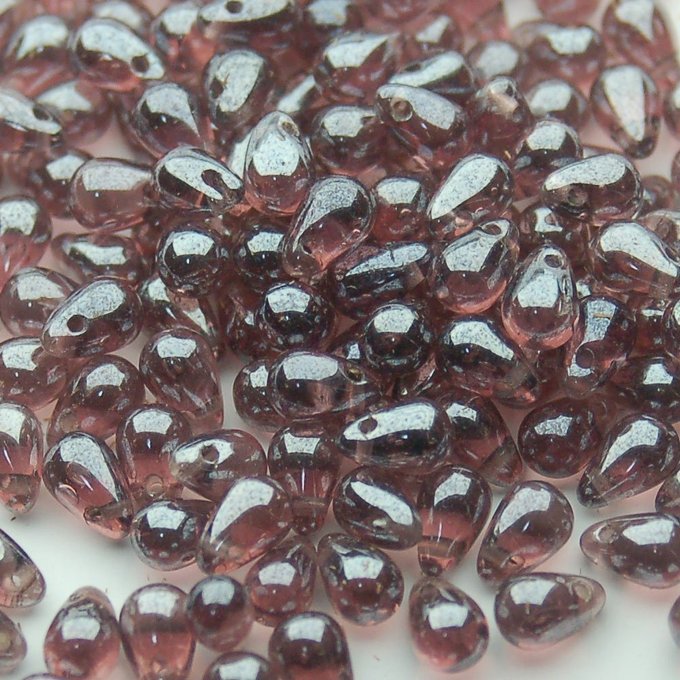 チェコビーズ ドロップ 4×6mm シャイニーアメジスト｜40個入 ハンドメイド素材 BULBULBEADS