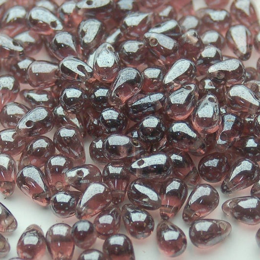 チェコビーズ ドロップ 4×6mm シャイニーアメジスト｜40個入 ハンドメイド素材 BULBULBEADS