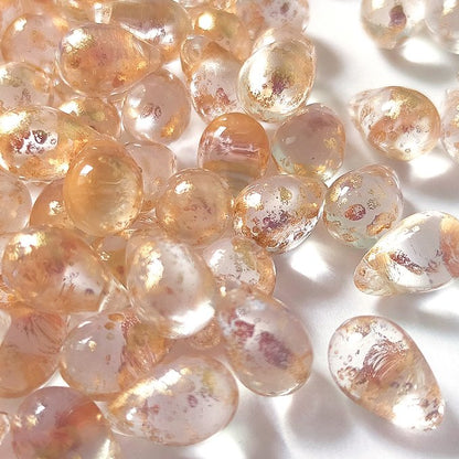 チェコビーズ ドロップ 6x9mm クリスタルゴールド・レインペイント｜20個入 ハンドメイド素材 BULBULBEADS