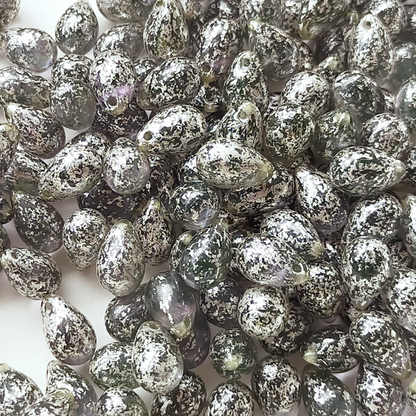 チェコ ビーズ ドロップ 6x9mm 10個 オーキッド パープル ダル シルバー BULBULBEADS