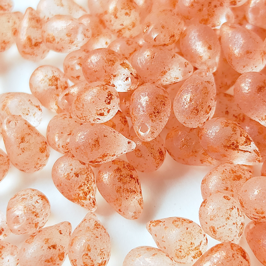 チェコ ビーズ ドロップ 6x9mm 10個 クリスタル マット カッパー BULBULBEADS