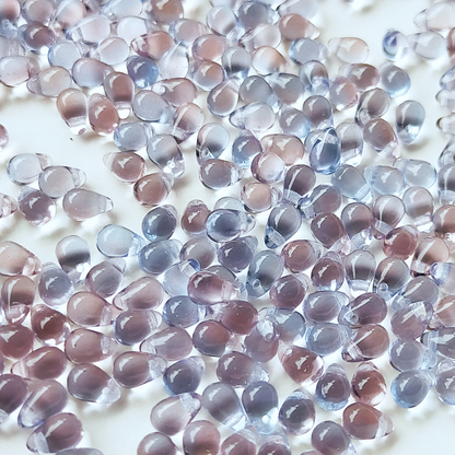 チェコ ビーズ ドロップ 4x6mm 30個 サファイア ブルー ライト アメジスト パープル コンビ BULBULBEADS
