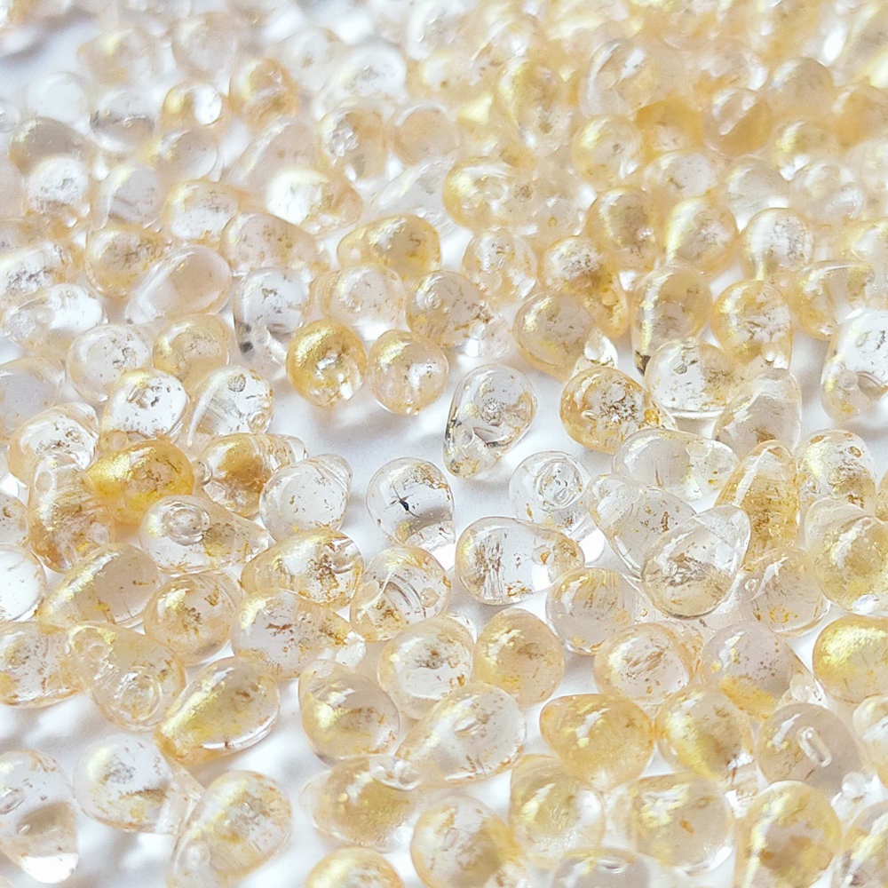 チェコ ビーズ ドロップ 4x6mm 30個 クリスタル クリア ゴールド BULBULBEADS
