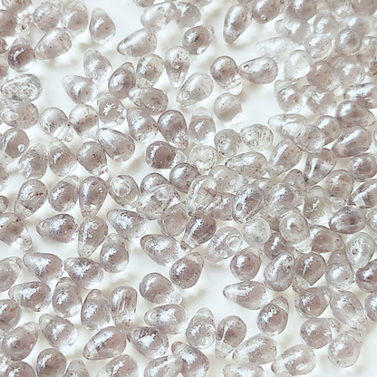 チェコ ビーズ ドロップ 4x6mm 30個 クリスタル クリア シルバー BULBULBEADS