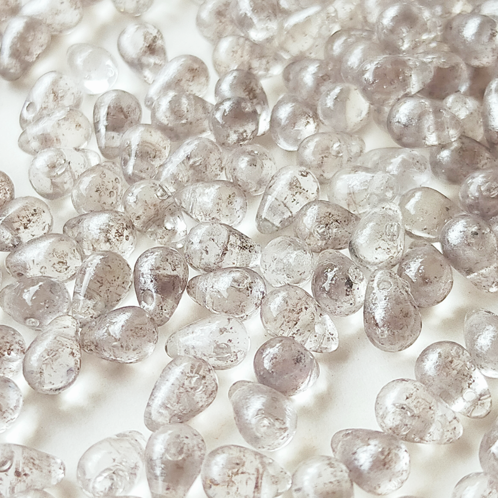 チェコ ビーズ ドロップ 4x6mm 30個 クリスタル クリア シルバー BULBULBEADS