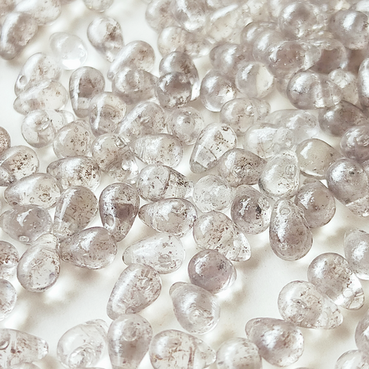 チェコ ビーズ ドロップ 4x6mm 30個 クリスタル クリア シルバー BULBULBEADS