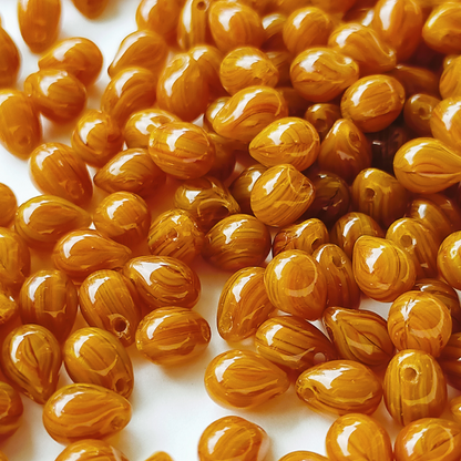 チェコ ビーズ ドロップ 5x7mm 20個 ライト レッド ブラウン コンビ BULBULBEADS