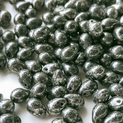 チェコ ビーズ ドロップ 5x7mm 20個 ダル シルバー BULBULBEADS