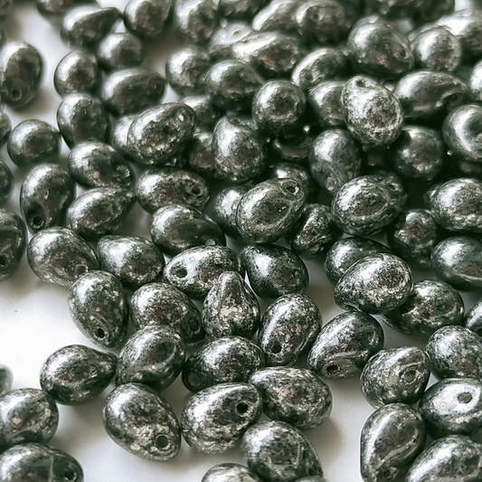チェコ ビーズ ドロップ 5x7mm 20個 ダル シルバー BULBULBEADS
