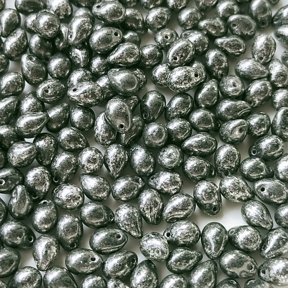 チェコ ビーズ ドロップ 5x7mm 20個 ダル シルバー BULBULBEADS
