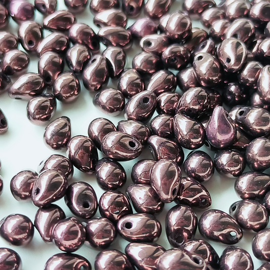 チェコ ビーズ ドロップ 5x7mm 20個 ココア ブラウン シャイニー ラスター BULBULBEADS