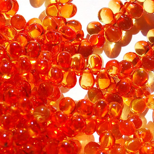 チェコビーズ ドロップ 5×7mm オレンジ ツートーン ラッカーコート｜30個入 ハンドメイド素材 BULBULBEADS