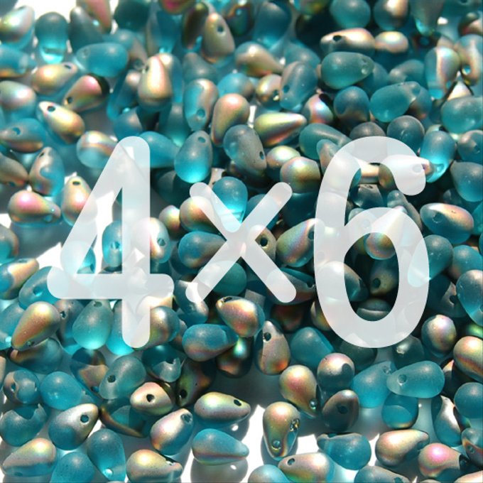 チェコビーズ ドロップ 4×6mm ターコイズ・ピーコック｜40個入 ハンドメイド素材 BULBULBEADS