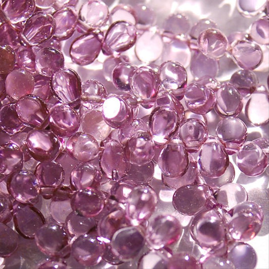 チェコビーズ ドロップ 5×7mm ラベンダー クリア｜30個入 ハンドメイド素材 BULBULBEADS