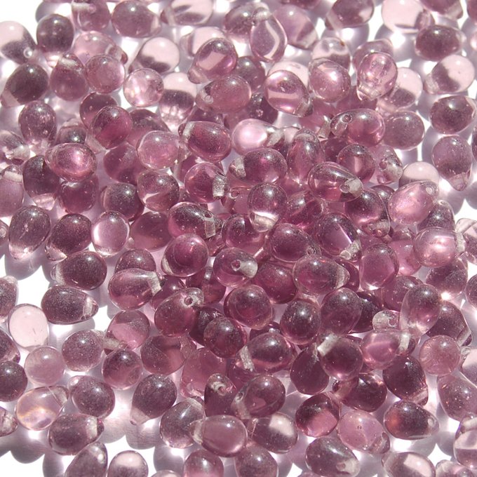 チェコビーズ ドロップ 5x7mm アメジスト パープル 3 クリア｜20個入 ハンドメイド素材 BULBULBEADS
