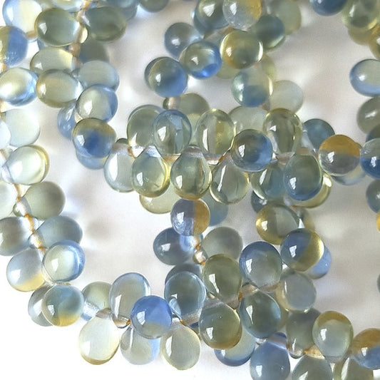 チェコビーズ ドロップ 5×7mm ライト サファイア トパーズ｜40個入 ハンドメイド素材 BULBULBEADS