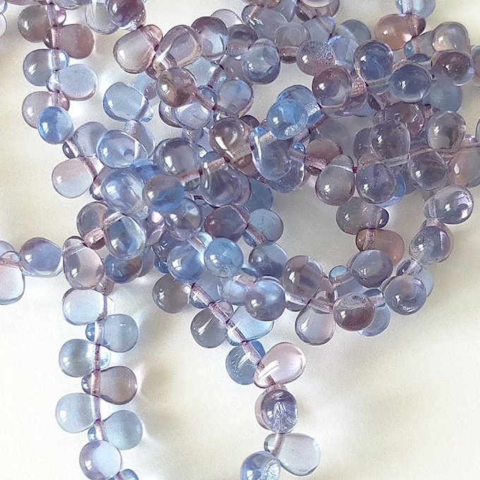 チェコビーズ ドロップ 4×6mm ライトサファイア・アメジスト｜60個入 ハンドメイド素材 BULBULBEADS