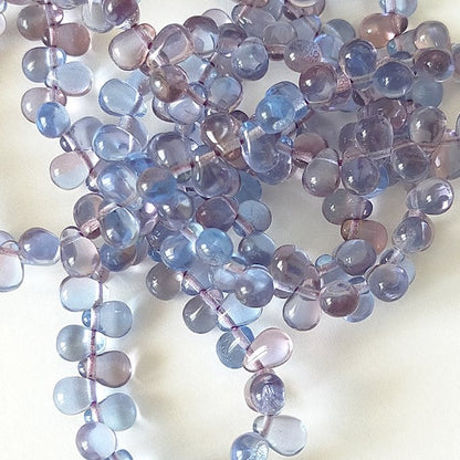チェコビーズ ドロップ 4×6mm ライトサファイア・アメジスト｜60個入 ハンドメイド素材 BULBULBEADS