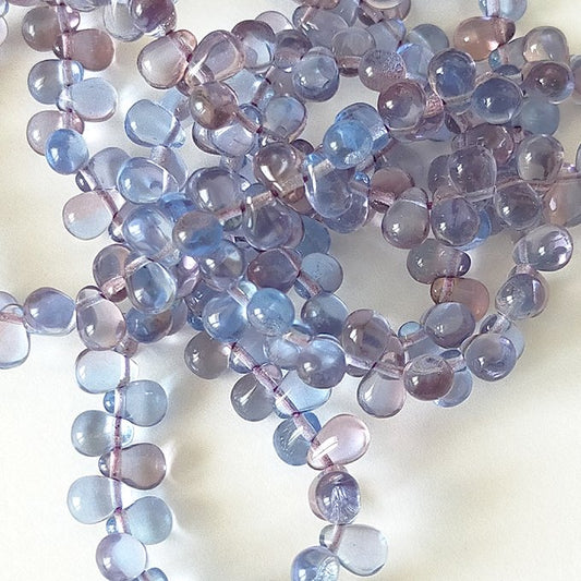 チェコビーズ ドロップ 4×6mm ライトサファイア・アメジスト｜60個入 ハンドメイド素材 BULBULBEADS