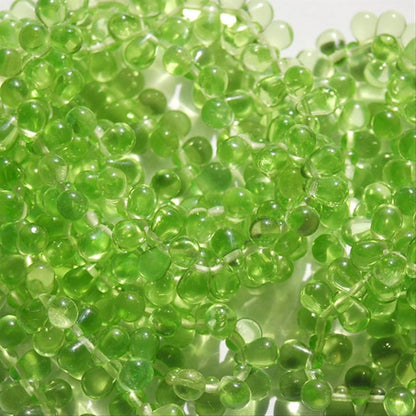 チェコビーズ ドロップ 4x6mm リーフグリーン｜30個入 ハンドメイド素材 BULBULBEADS