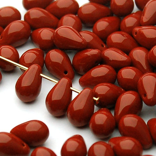 チェコビーズ ドロップ 6×9mm ブリックレッド｜20個入 ハンドメイド素材 BULBULBEADS