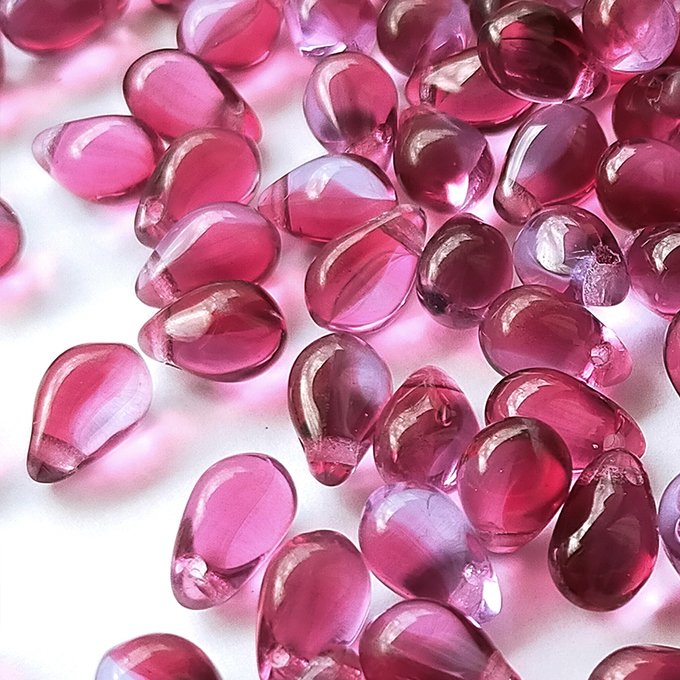 チェコビーズ ドロップ 6×9mm チェリー・ドントクライ・コンビ｜20個入 ハンドメイド素材 BULBULBEADS