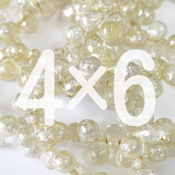 チェコビーズ ドロップ 4×6mm クリスタル・シルバーラスター｜60個入 ハンドメイド素材 BULBULBEADS
