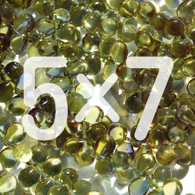 チェコビーズ ドロップ 5×7mm オリーブ ツートーン ラッカーコート｜30個入 ハンドメイド素材 BULBULBEADS