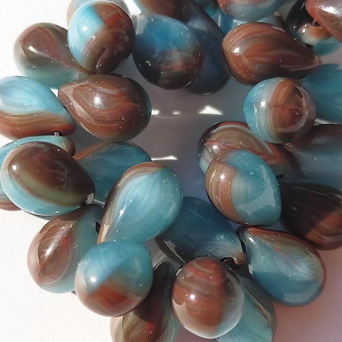 チェコビーズ ドロップ 6x9mm チョコミントスカイ｜20個入 ハンドメイド素材 BULBULBEADS