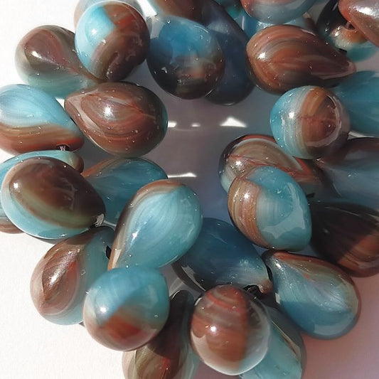 チェコビーズ ドロップ 6x9mm チョコミントスカイ｜20個入 ハンドメイド素材 BULBULBEADS