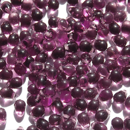 チェコビーズ ドロップ 5x7mm アメジスト パープル 6 クリア｜20個入 ハンドメイド素材 BULBULBEADS