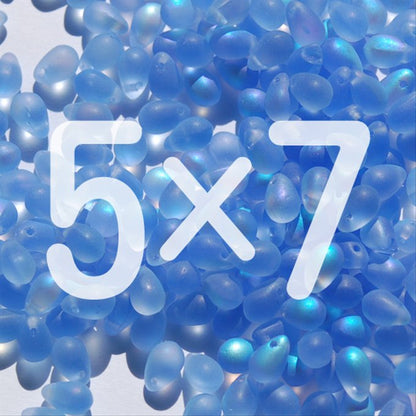 チェコビーズ ドロップ 5×7mm サファイア ライト マット AB｜30個入 ハンドメイド素材 BULBULBEADS