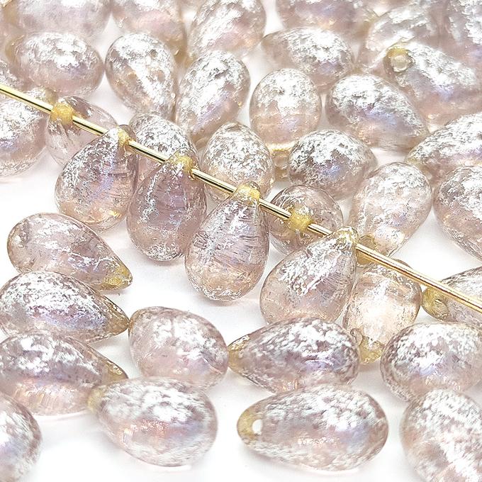 チェコビーズ ドロップ 6x9mm アメジストパープル2・シルバー｜20個入 ハンドメイド素材 BULBULBEADS