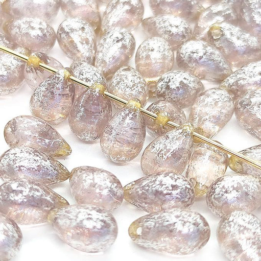 チェコビーズ ドロップ 6x9mm アメジストパープル2・シルバー｜20個入 ハンドメイド素材 BULBULBEADS