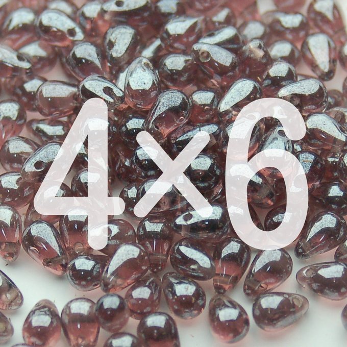 チェコビーズ ドロップ 4×6mm シャイニーアメジスト｜40個入 ハンドメイド素材 BULBULBEADS