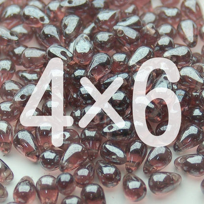 チェコビーズ ドロップ 4×6mm シャイニーアメジスト｜40個入 ハンドメイド素材 BULBULBEADS