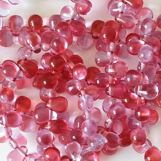 チェコビーズ ドロップ 4×6mm フューシャ アレキサンドライト コンビ｜20個入 ハンドメイド素材 BULBULBEADS