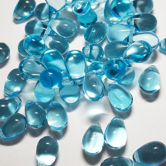 チェコビーズ ドロップ 6x9mm アクアブルー1｜20個入 ハンドメイド素材 BULBULBEADS