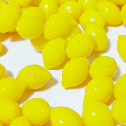 チェコビーズ レモン 10×14mm イエローオパール｜2個入 ハンドメイド素材 BULBULBEADS