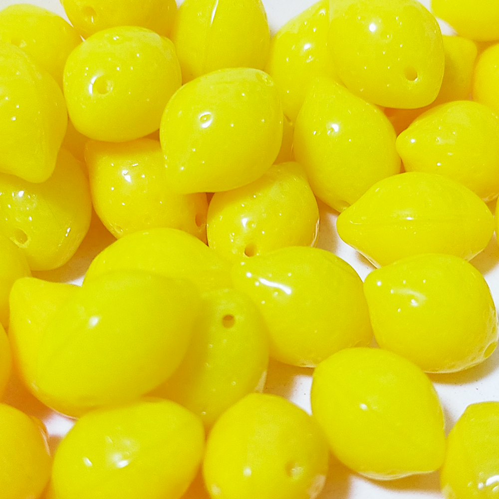 チェコビーズ レモン 10×14mm イエローオパール｜2個入 ハンドメイド素材 BULBULBEADS
