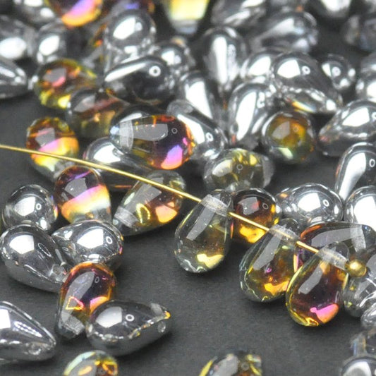 チェコビーズ ドロップ 6×9mm ボルケーノ・ラブラドール｜20個入 ハンドメイド素材 BULBULBEADS