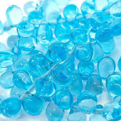 チェコビーズ ドロップ 6x9mm アクアブルー0｜20個入 ハンドメイド素材 BULBULBEADS
